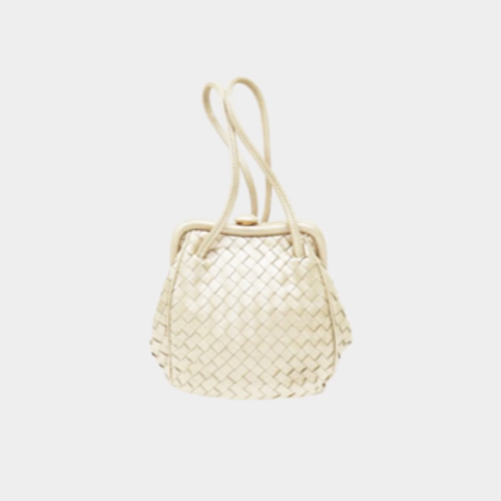 BOTTEGA VENETA 1990S SILVER INTRECCIATO TASSEL HAND BAG
